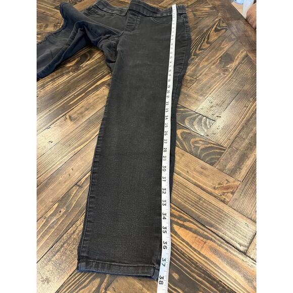 Nine West Black Pull On Skinny Jean Pants Women 12 Goth Grunge Stretchy Dark - Picture 8 of 12